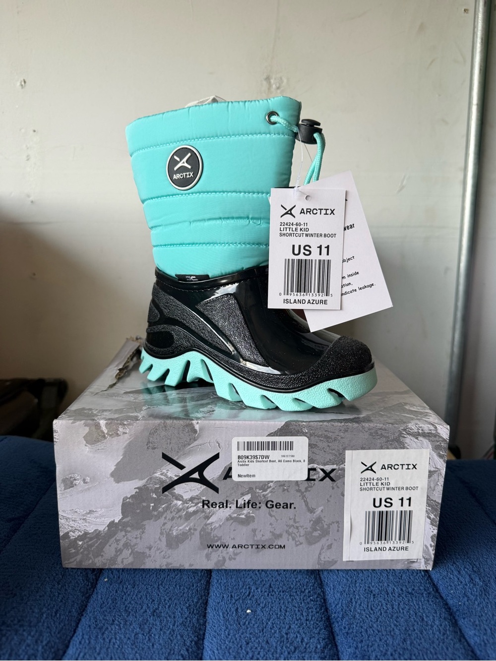 Arctix Kids Island Azure & Black Shortcut Snow Boot Sz 11 Winter Waterproof New